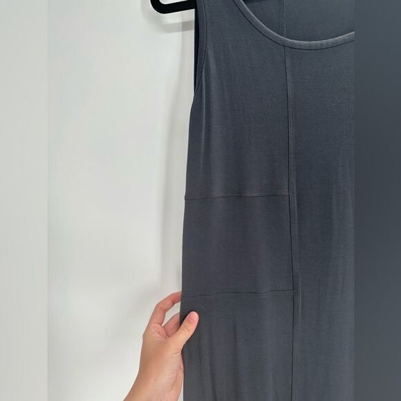 Eileen Fisher Womens Midi Dress Black Sleeveless Knit Stretch Minimalist PM - Picture 2 of 5